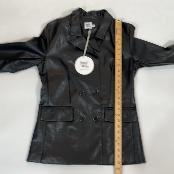 NWT Princess Polly Ellen Faux Leather Blazer Jacket Size S/M Black Tailored - Picture 7 of 10
